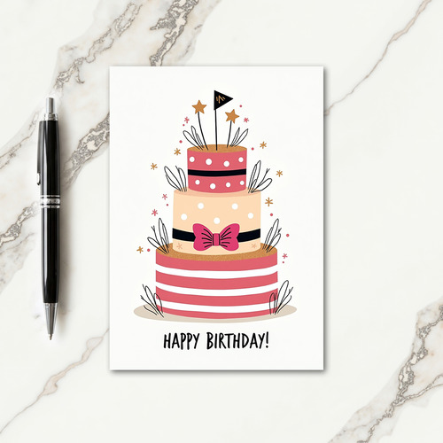Festive Illustrated Cake Card