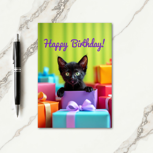 Festive Kitten Gift Box Card