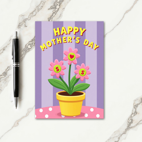 Festive Moms Day Flower Pot Card