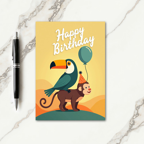 Festive Monkey Bird Card