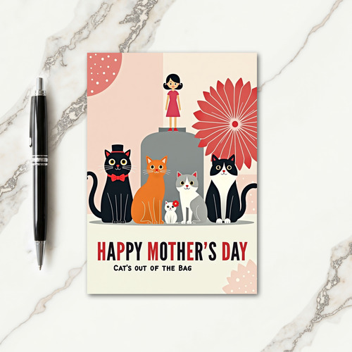 Festive Mothers Day Kitten Card
