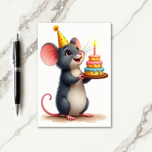 Festive Mouse Birthday Card