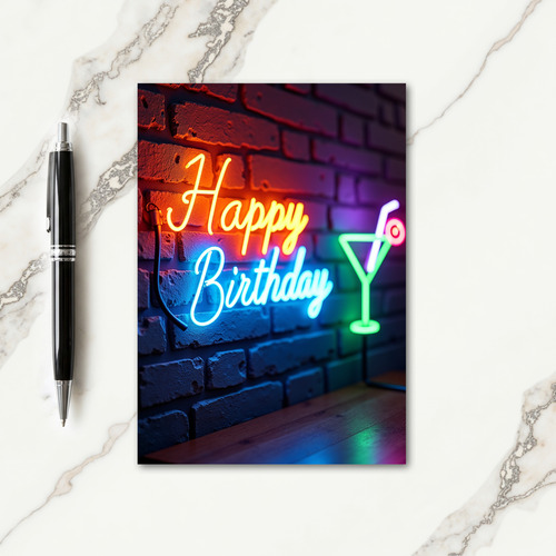Festive Neon Birthday Card