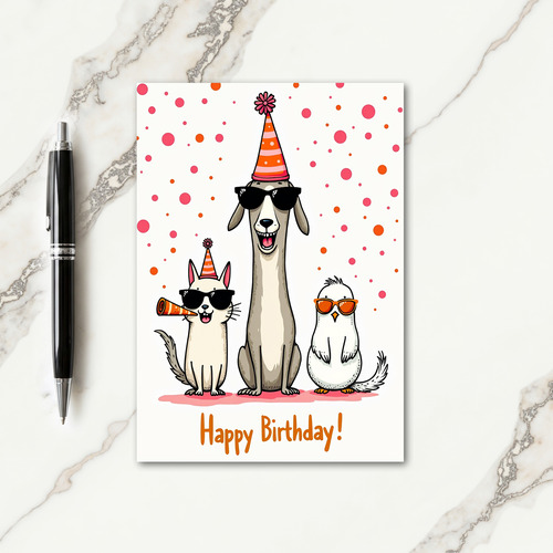Festive Party Animals Birthday Card