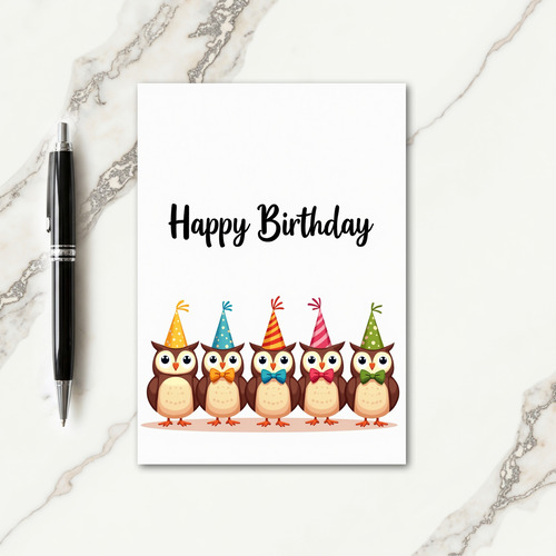 Festive Party Hat Birds Card
