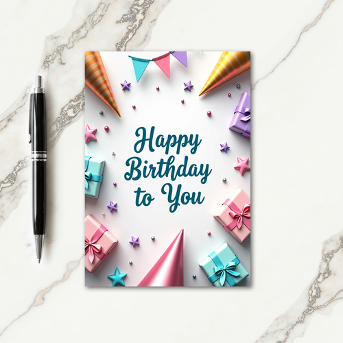Festive Party Hats Birthday Card