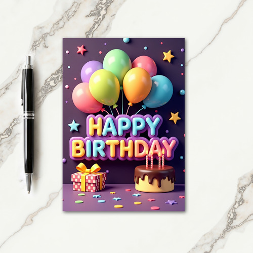 Festive Pastel Birthday Card