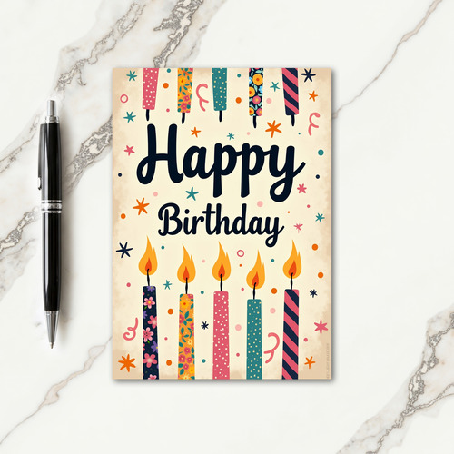 Festive Patterned Candle Card