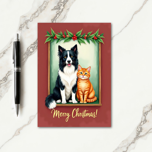 Festive Pet Garland Christmas Card