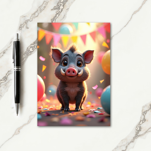 Festive Pig Birthday Card