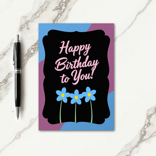 Festive Plaque Blue Flowers Card
