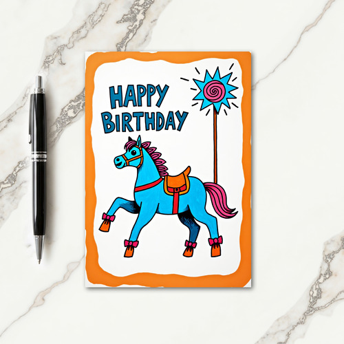 Festive Pony Birthday Card