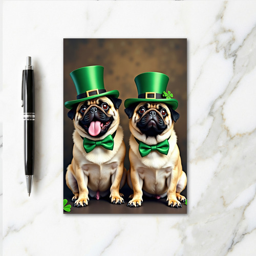 Festive Pugs Portrait Art Card