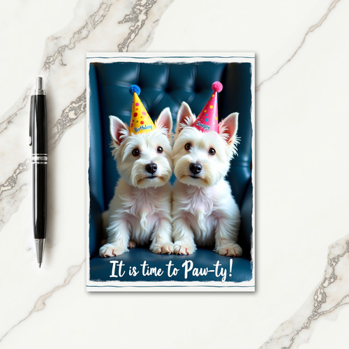 Festive Pups Party Hat Card