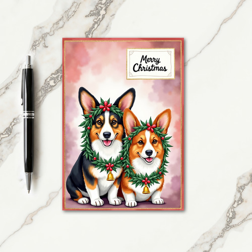 Festive Pups Wreath Card