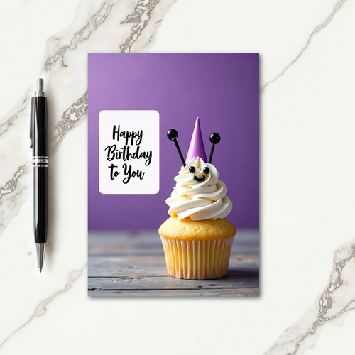 Festive Purple Cupcake Card