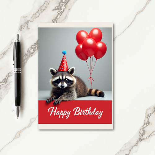 Festive Raccoon Birthday Card