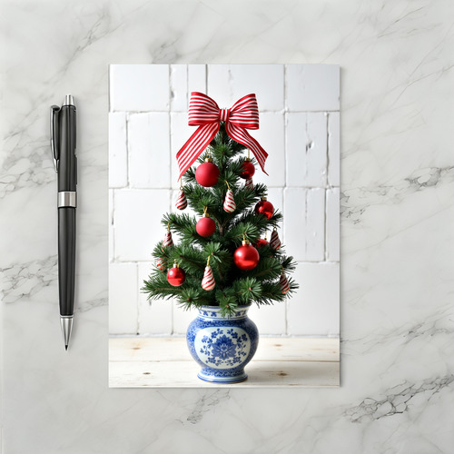 Festive Red Christmas Tree Card
