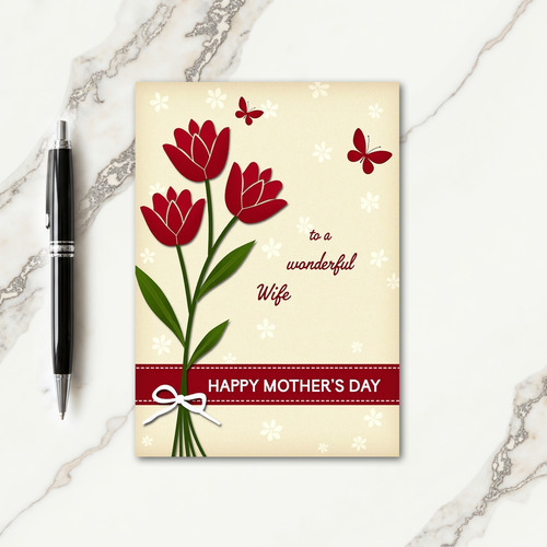 Festive Red Mothers Day Design Card
