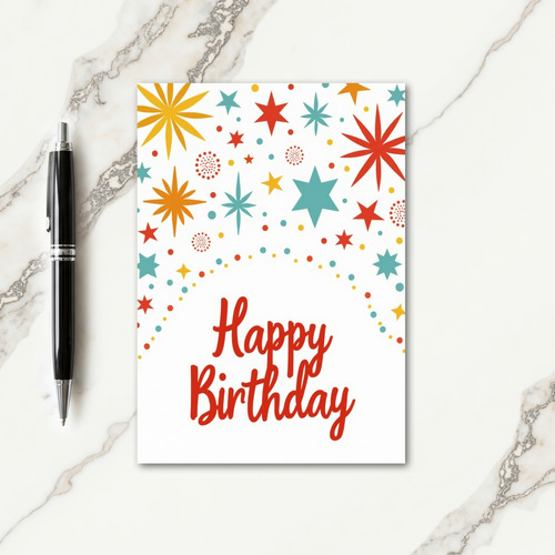 Festive Red Script Birthday Card