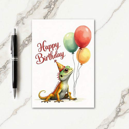 Festive Reptile Party Card