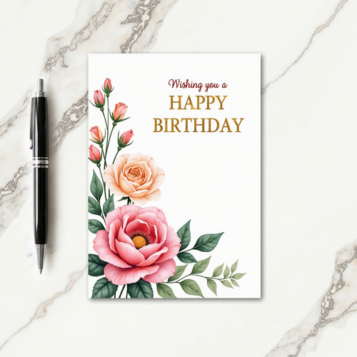 Festive Rose Birthday Card