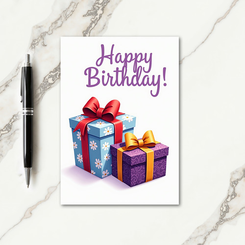 Festive Sky Blue Birthday Card