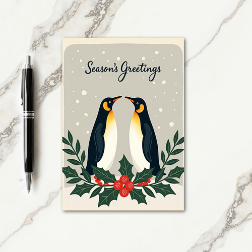 Festive Snow Birds Holly Card