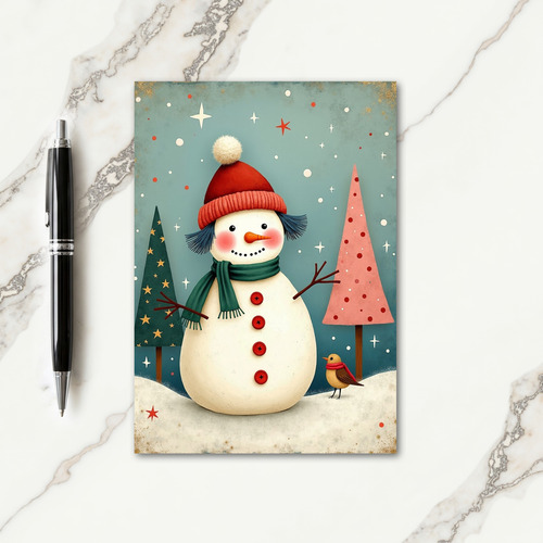 Festive Snowman Art Card