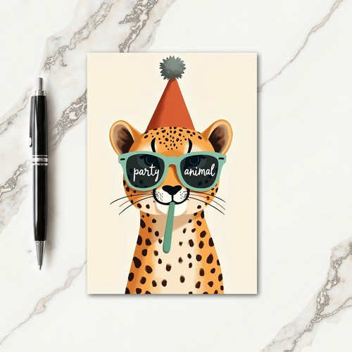 Festive Spotted Cat Birthday Card