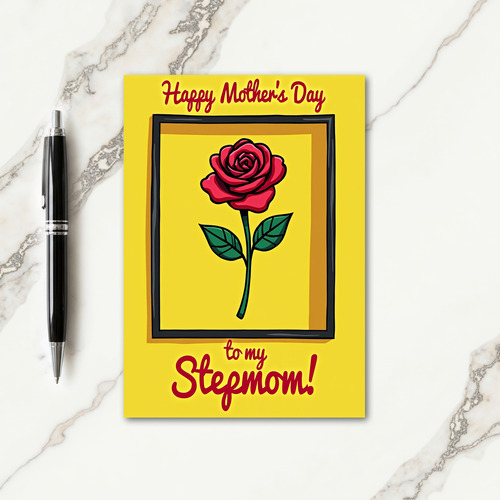 Festive Stepmom Yellow Rose Card