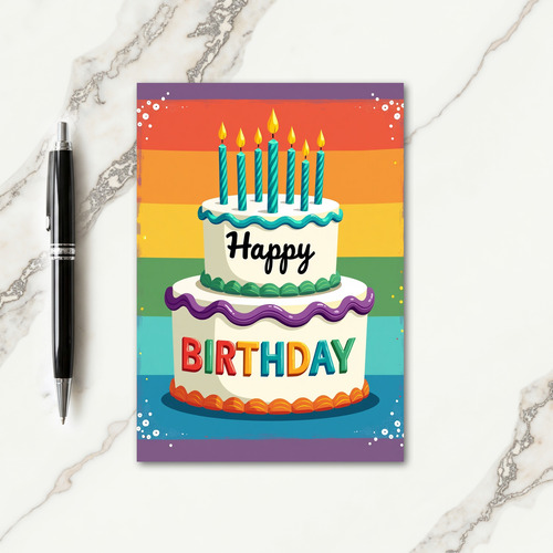 Festive Striped Birthday Card
