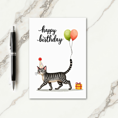 Festive Striped Feline Card