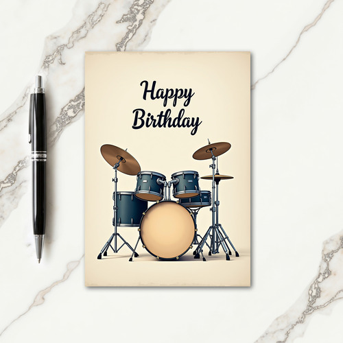 Festive Teal Drums Birthday Card