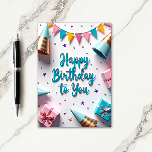 Festive Teal Script Card