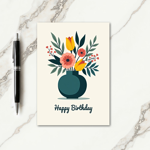 Festive Vase Birthday Card