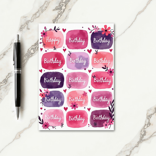 Festive Watercolor Birthday Card