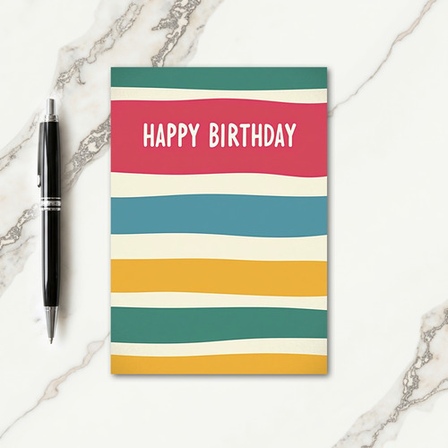 Festive Wavy Stripe Birthday Card