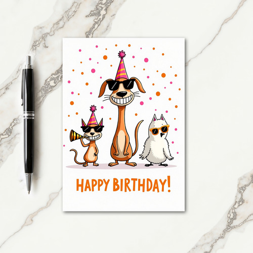 Festive Whimsical Animals Card