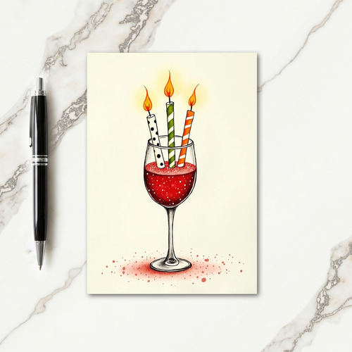 Festive Wine Glass Candle Card