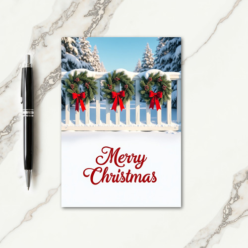 Festive Wreaths Snow Scene Card