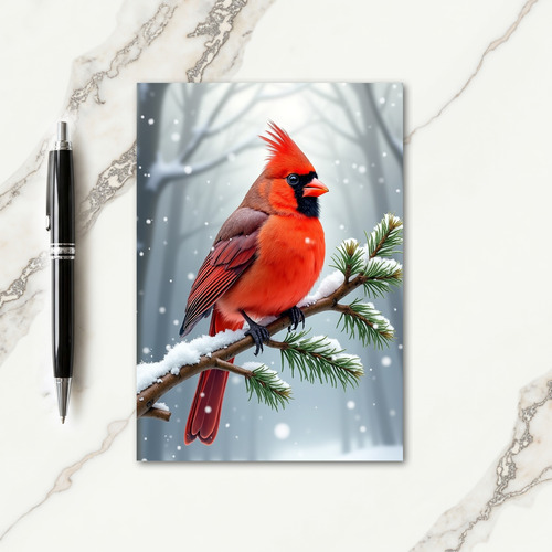 Fiery Bird Winter Branch Card