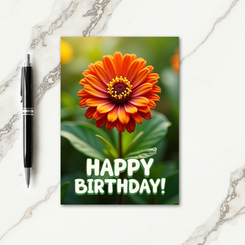 Fiery Bloom Birthday Card