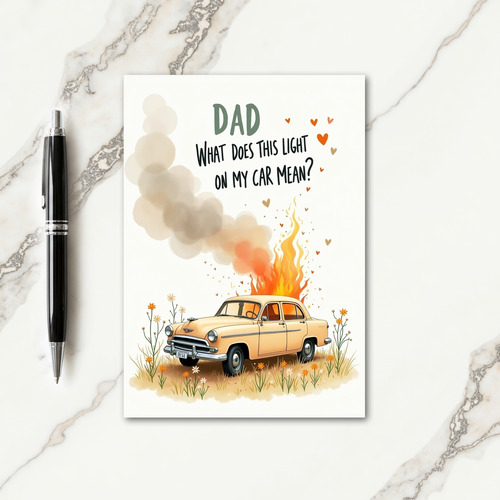 Fiery Car Fathers Day Query Card