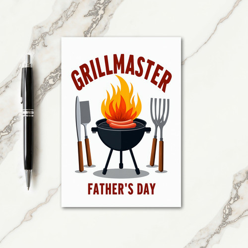 Fiery Grill Fathers Day Icon Card