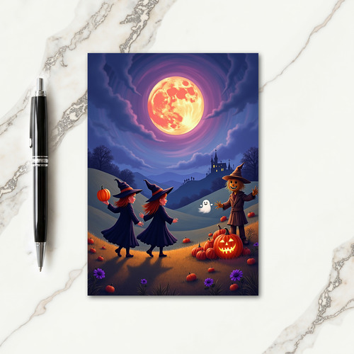 Fiery Moon Night Card