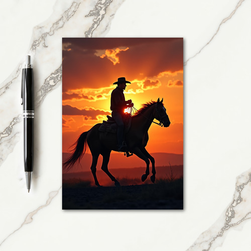 Fiery Sunset Horse Ride Card
