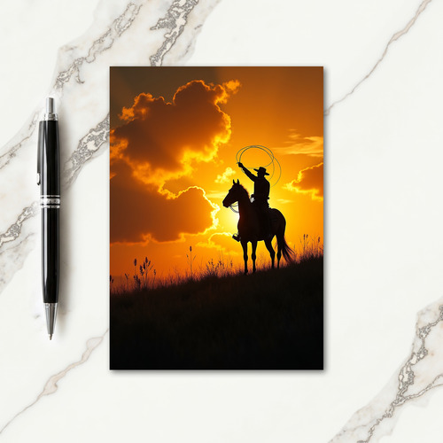 Fiery Sunset Riders Fathers Day Card