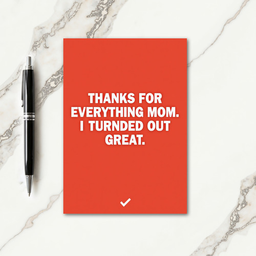 Fiery Thanks Mom Message Card