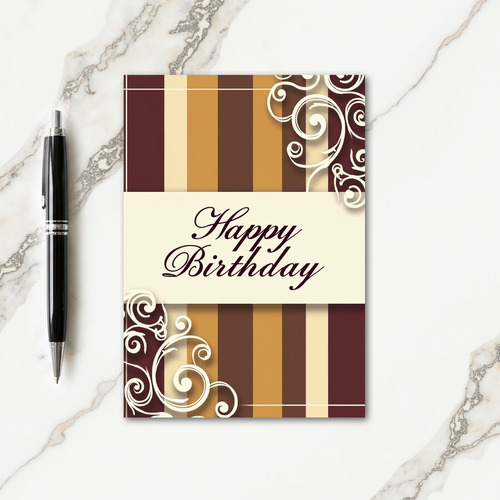 Filigree Maroon Birthday Card